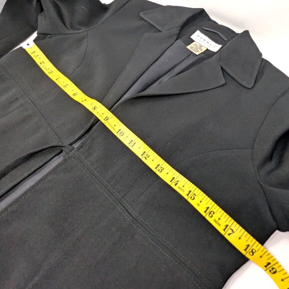 VTG 90s Hennes H&M Womens Long Blazer Jacket Black Sz Med Princess Cut A-Line - Picture 11 of 16